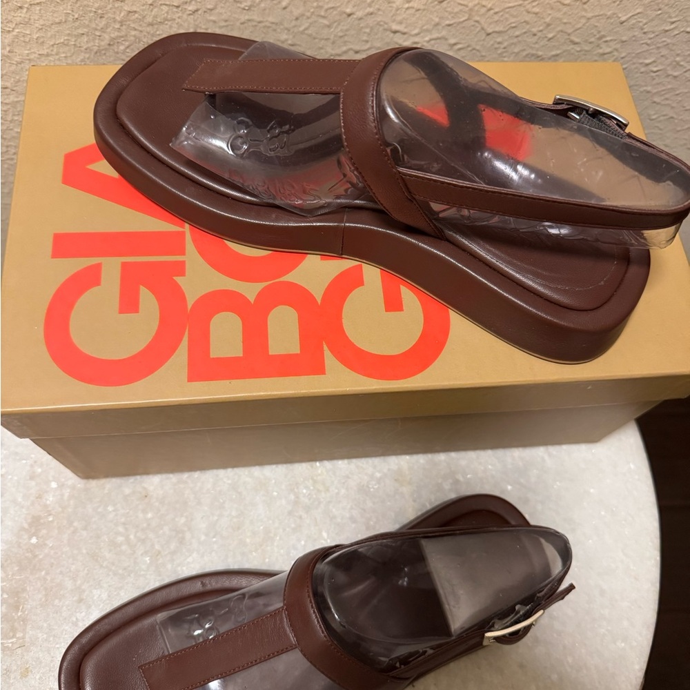 Giaborghini Brown Leather Sandals, Size 39.5
